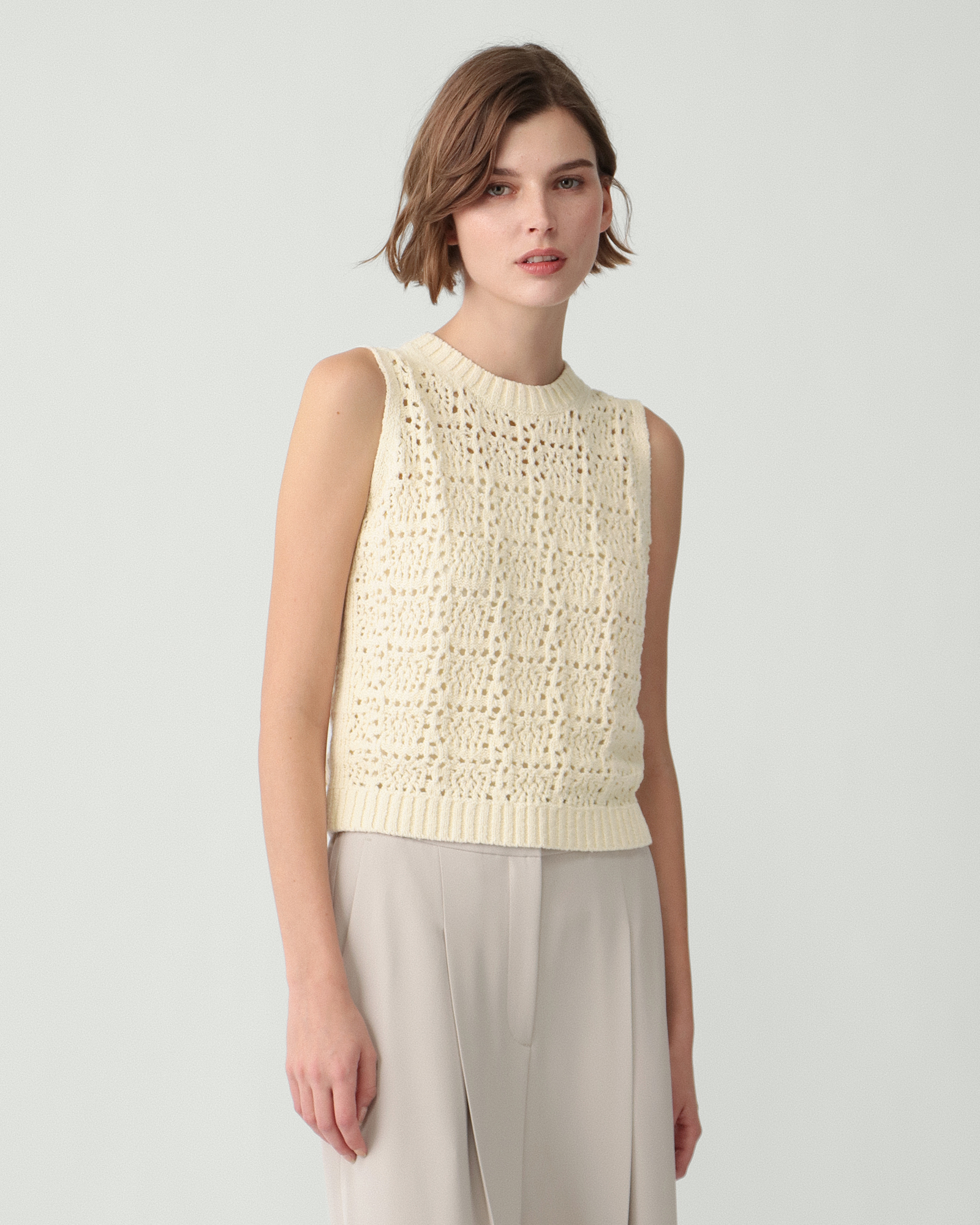 セオリーリュクスニット　38 ホワイト セオリーリュクス OPUS DAX ニット プルオーバー 綿アイボリー