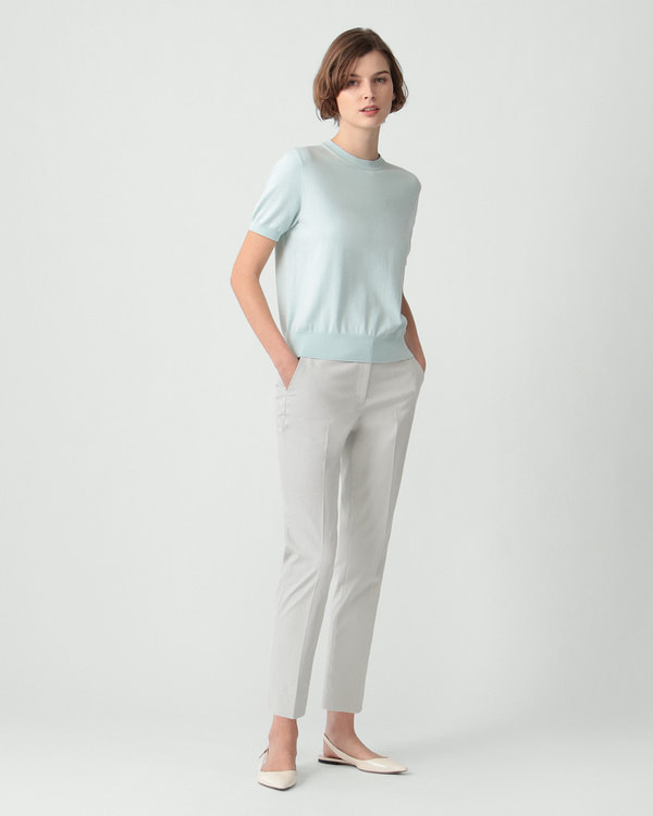 theory luxe スラックス グレーx黒(チェック) 0195424M0137 シャドウチェック スラックス グレー（スラックス）｜Perfect