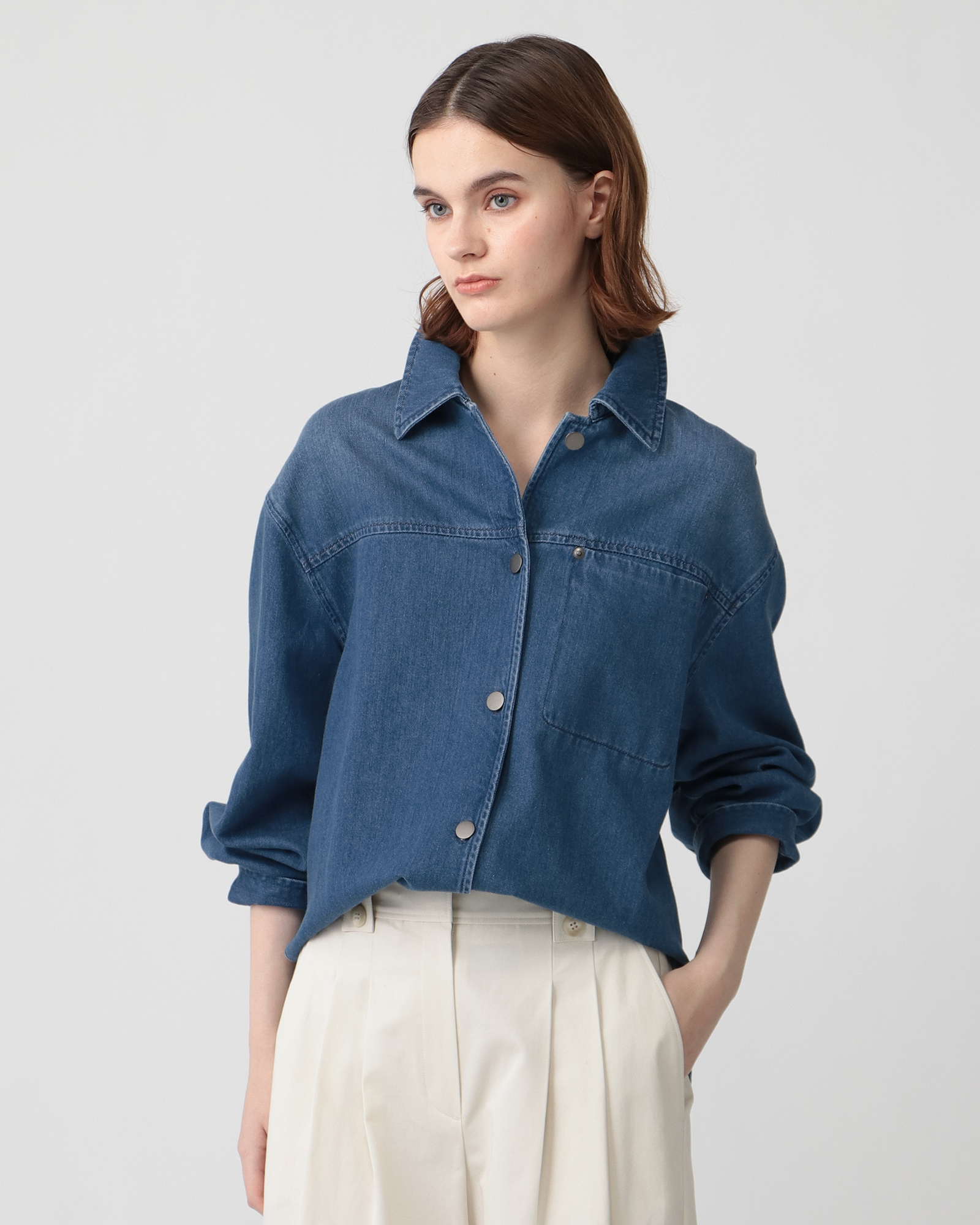 2025 theory luxe Slate Denim シャツ