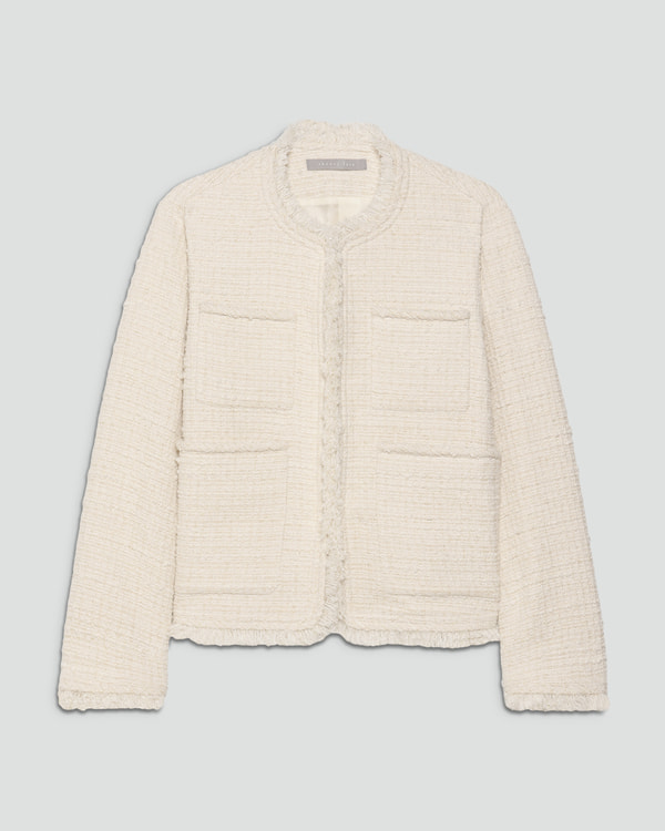 【未使用】theory luxe ホワイト ノーカラージャケット　38 未使用】theory luxe ホワイト ノーカラージャケット 38 未使用