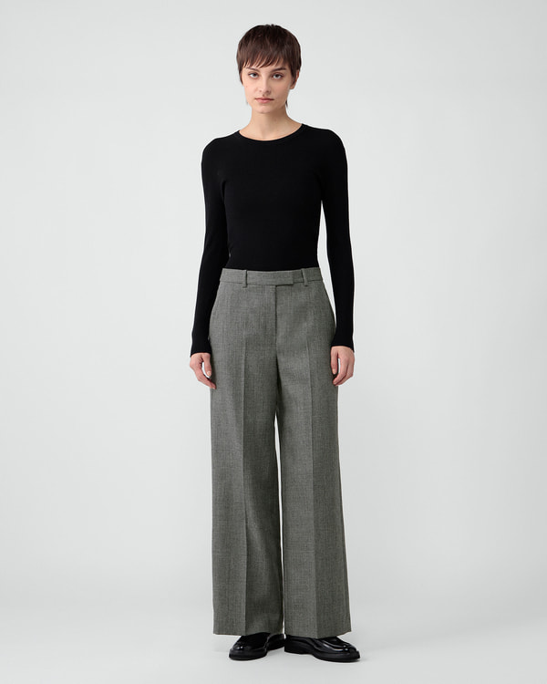 Theory 19aw ワイドクロップドパンツ D.HYGEN - Wool SCAB Broken Stripe Jacquard Wide Cropped