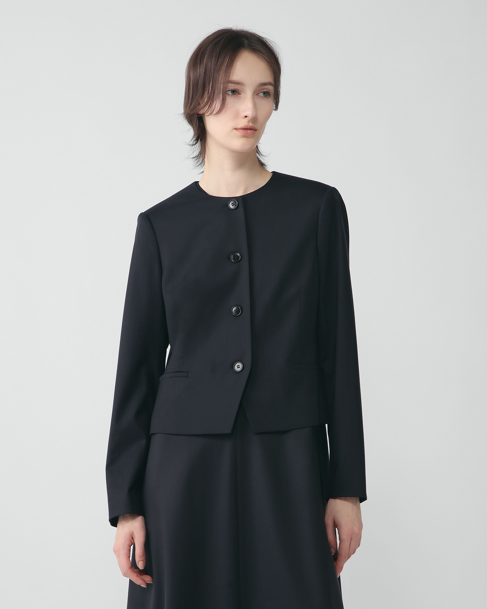 theory luxeジャンパー　ブラック 38 中古・古着通販】theory luxe (セオリーリュクス) バックサテン