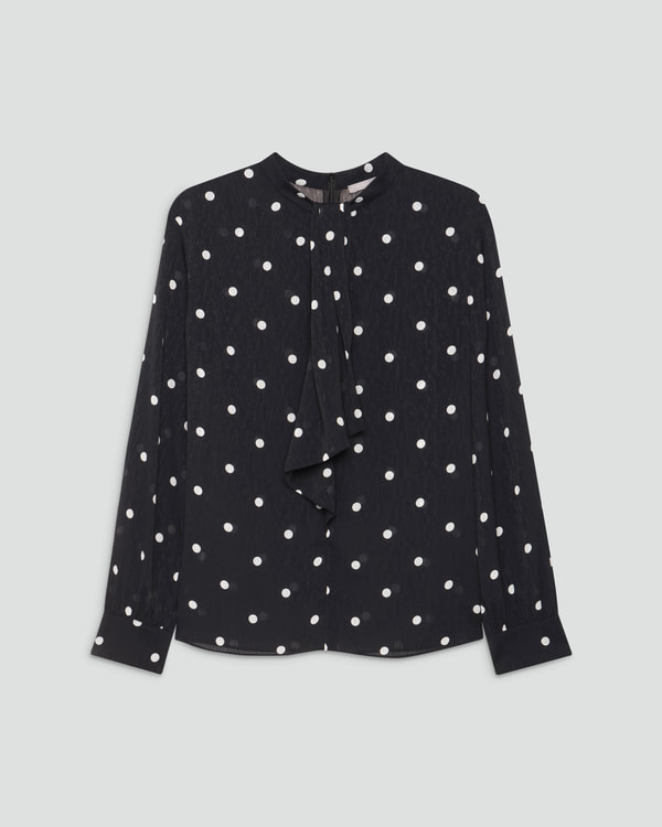 未使用級/23SS ♡セオリーリュクス ボウタイブラウス ドット 40 黒×黄色 036108256_c055_a001_pz.jpg