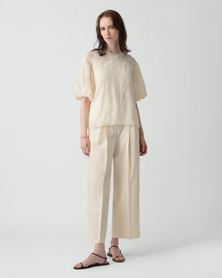 25SS♡セオリーリュクス エンブロイダリーブラウス 花刺繍 コットン 38 白 セオリーリュクス(Theory luxe)公式通販 レディースファッション