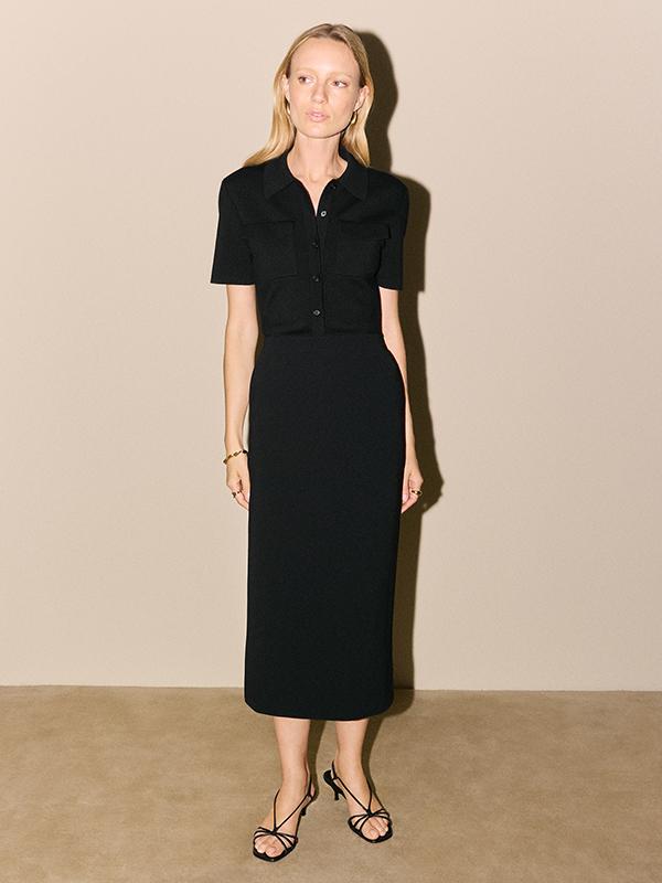 Theory 21ss ミディ丈ドレス 噛みしめれ ブラウン 