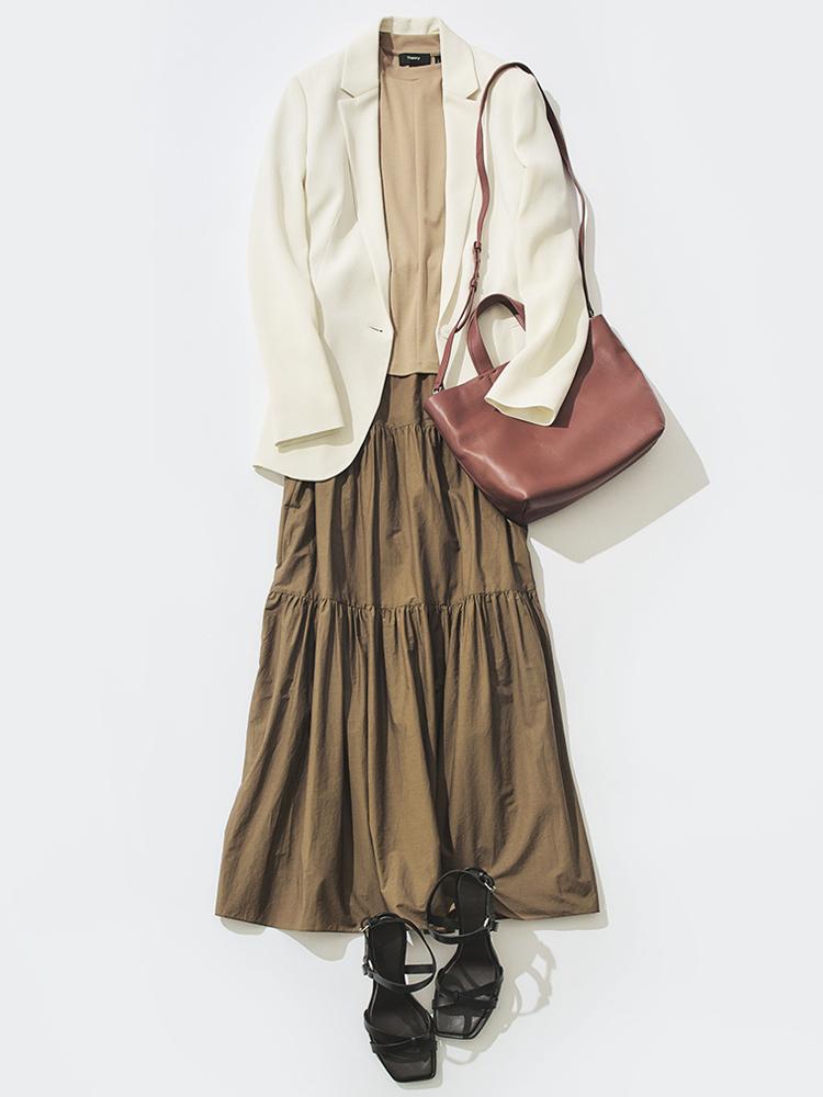 Theory 21SS 定価2.6万 コンパクトクレープラッフルスリーブトップス