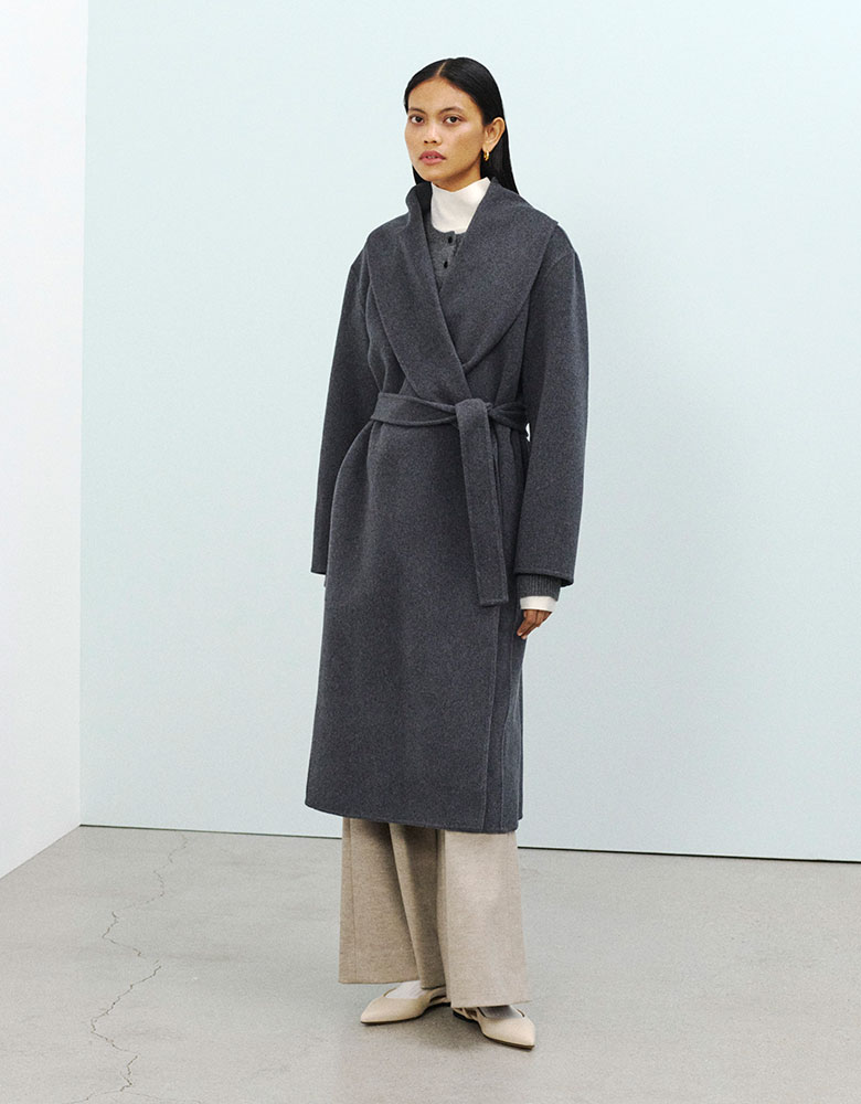 theory luxe フード付きグレーウールコート STYLING | WOMEN（レディース）｜Theory 公式通販サイト