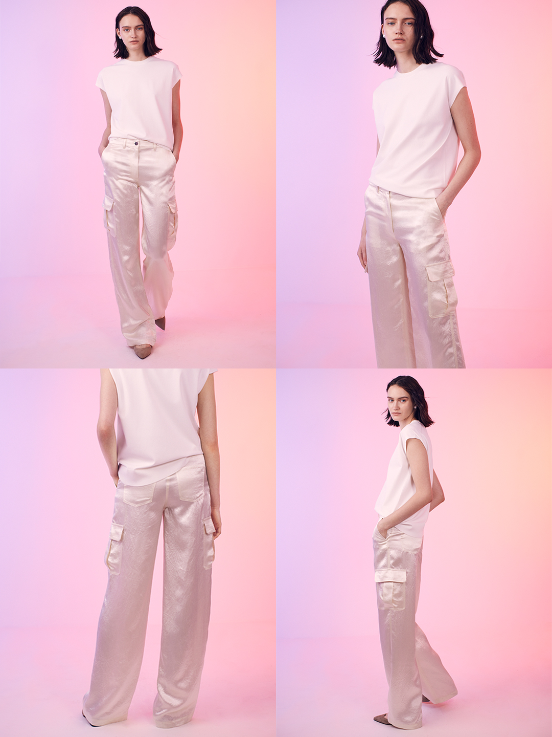Theory 21ss リネンプルオンパンツ 230 ピンクメロン レディース