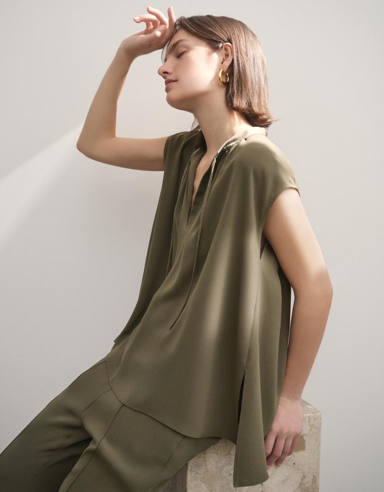 Theory luxe 21ss 異素材ワンピース 351 フォギーブラウン 【公式通販】